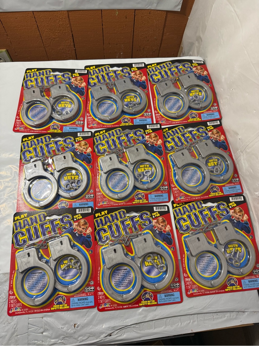 Boys party favors play handcuffs bundle of 9
